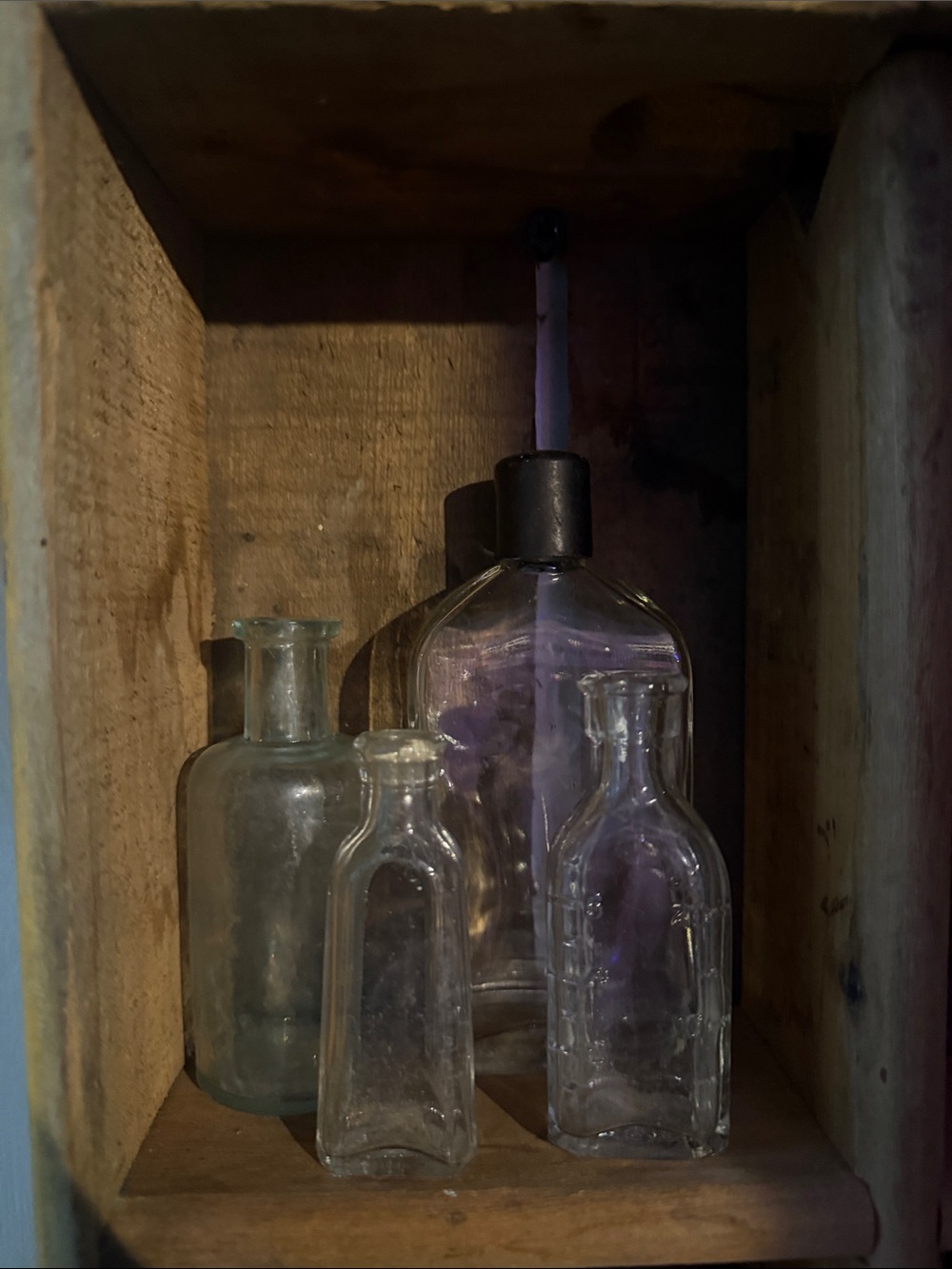 Set of 4 Vintage Clear Glass Bottles